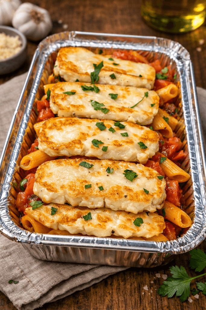 penne Asparagi Con Halloumi